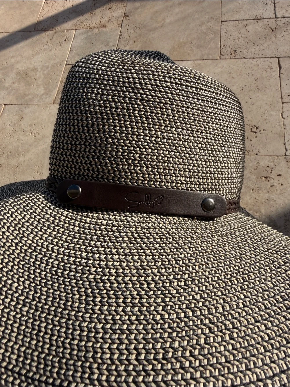Sunlily Women's Roll-N-Go Wide-Brim Straw Hat Leather